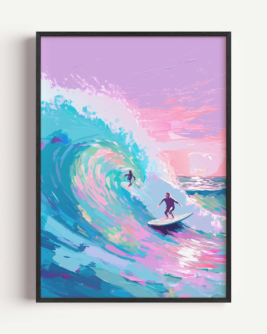 Surf Avontuur in Kleurrijke Golven – zomer portret poster als wanddecoratie