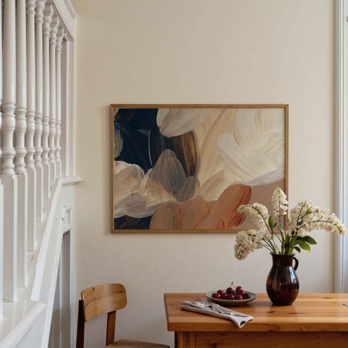 Abstracte penseelstreken – artistieke poster in liggend formaat