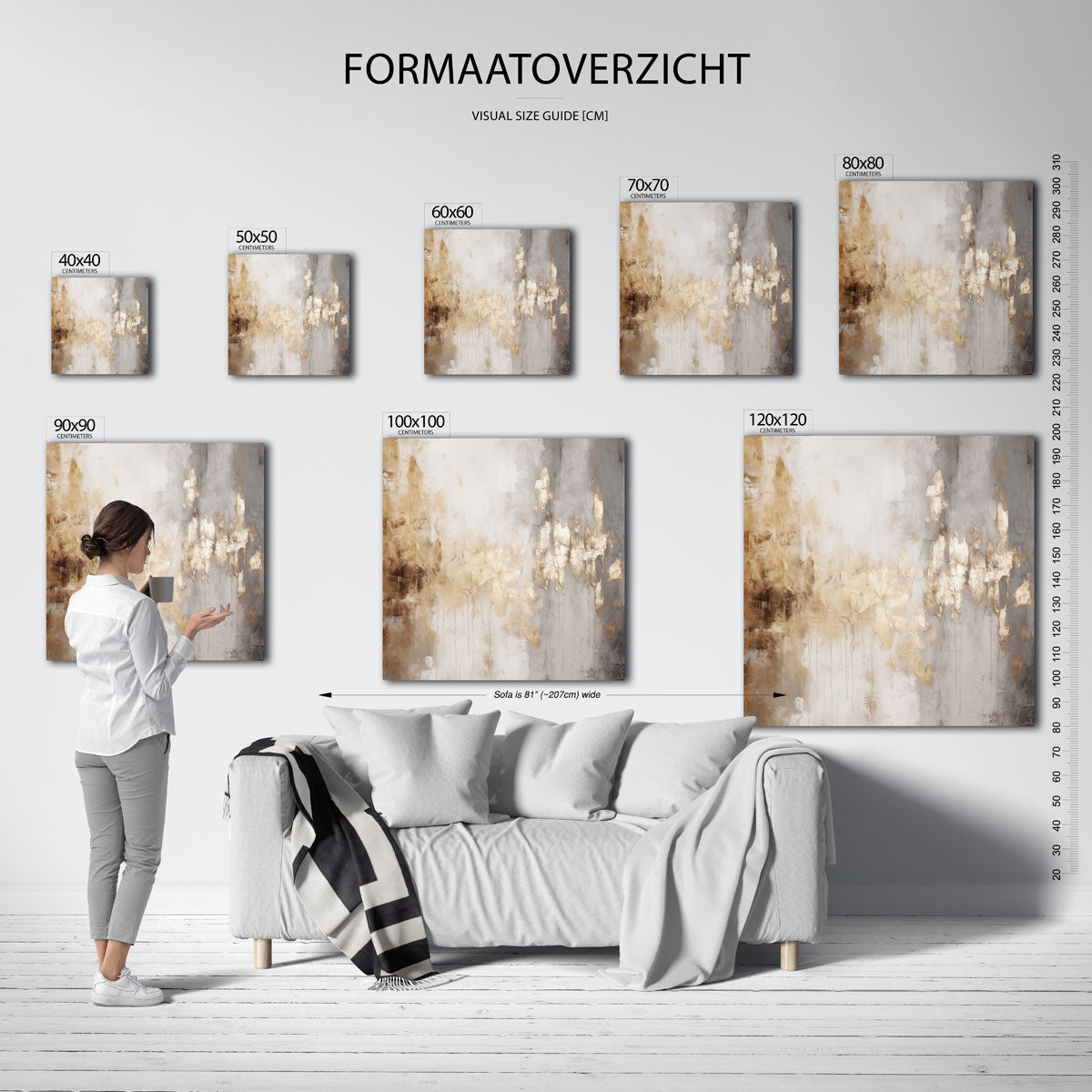Abstracte gouden textuur – vierkante muurposter met abstracte vormen
