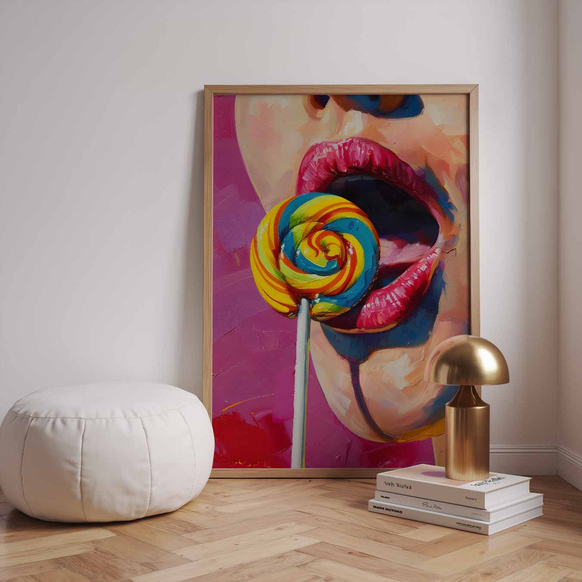 Kleurrijke Lolipop Verleiding – urban poster in staand formaat