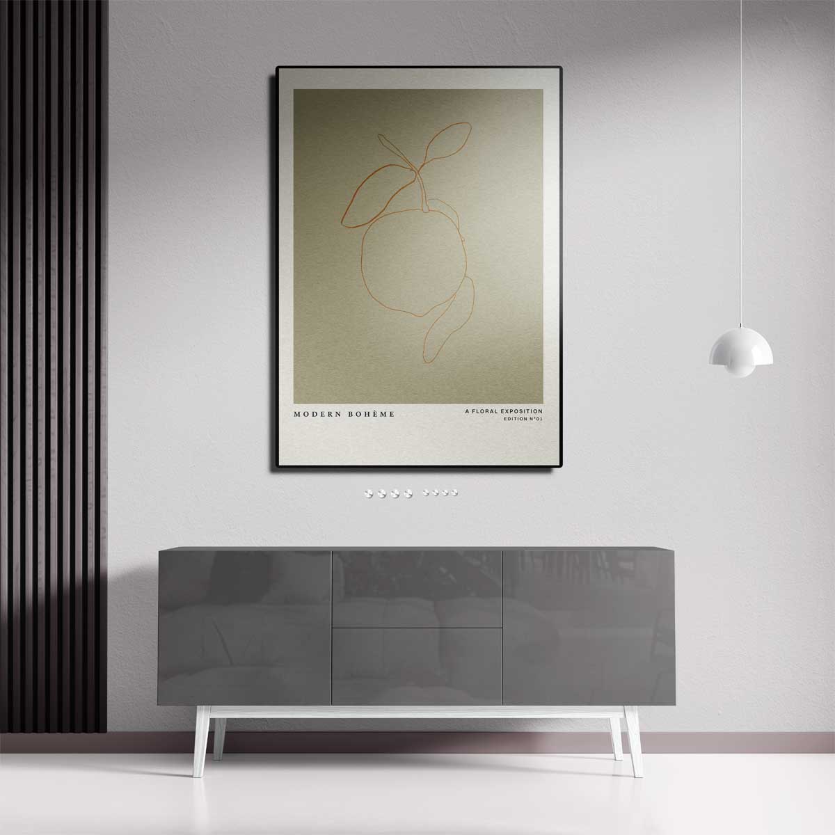 Modern Bohème Citroen Lijntekening – canvas kunstwerk als wanddecoratie
