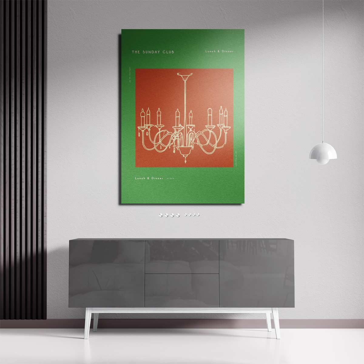 Retro Kroonluchter Illustratie – staande wandkunst voor woonkamer of interieur