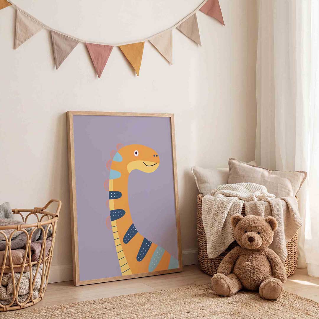 Dinosaurus illustratie – speelse wandkunst als portret kinderposter
