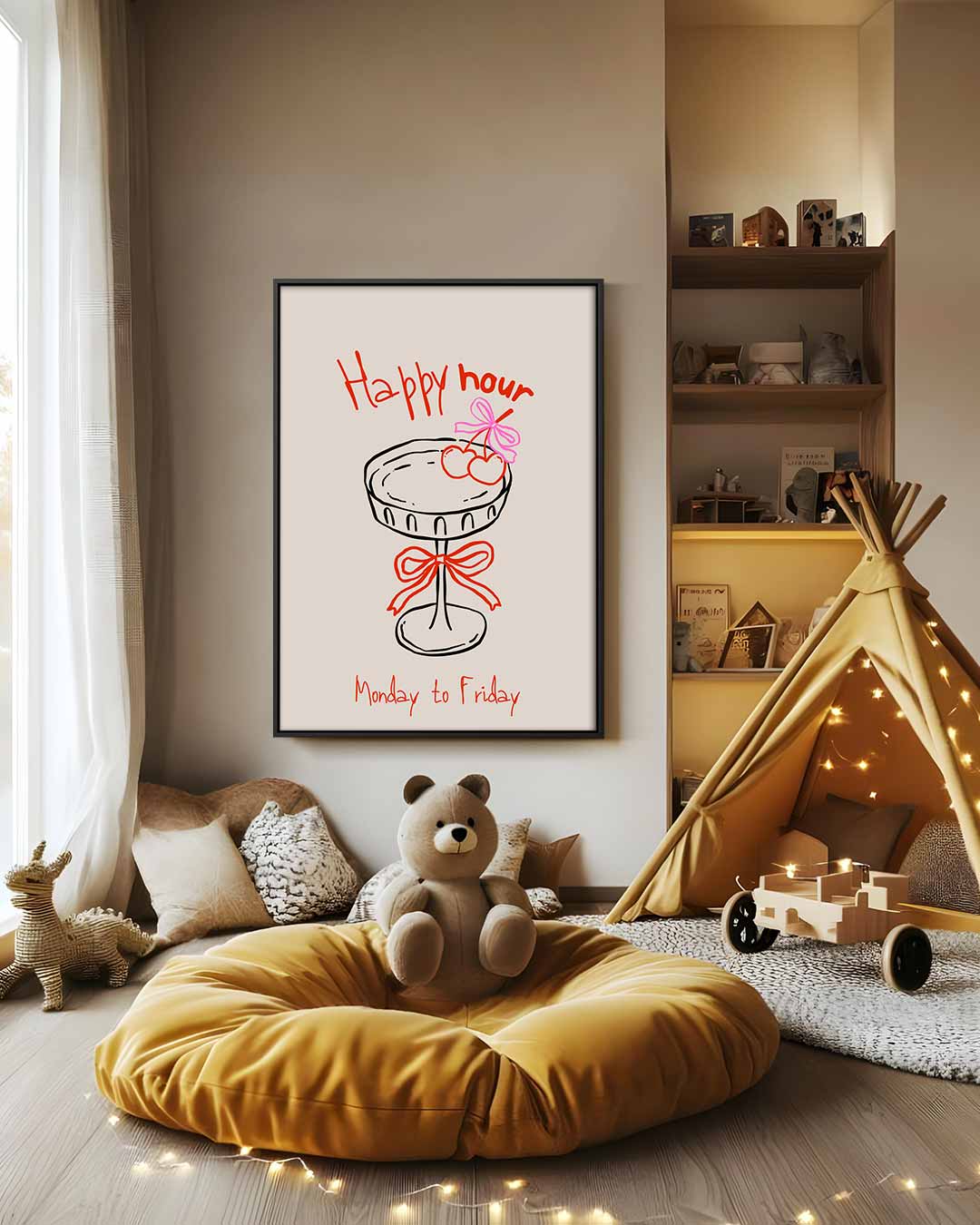 Happy Hour Illustratie – modern portret kunstwerk van WallArtistic