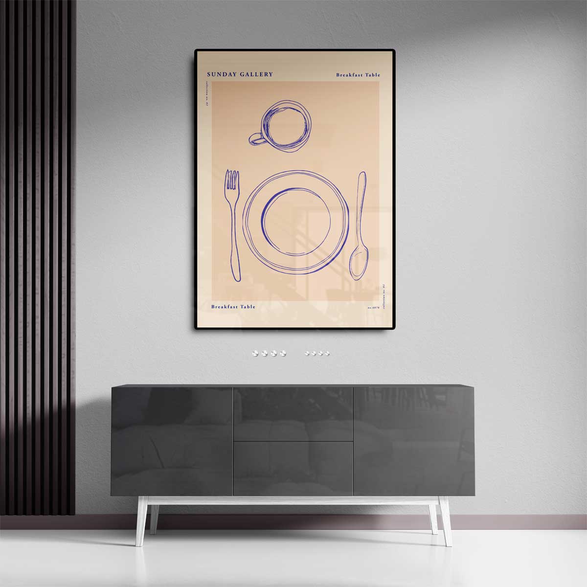 Ontbijttafel Illustratie – dibond kunstwerk als wanddecoratie