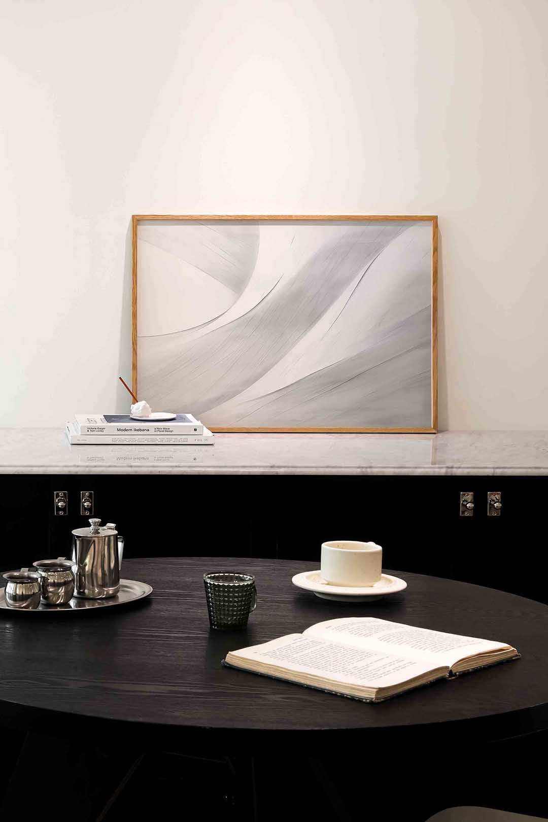 Golvende lijnen – abstracte poster in liggend formaat