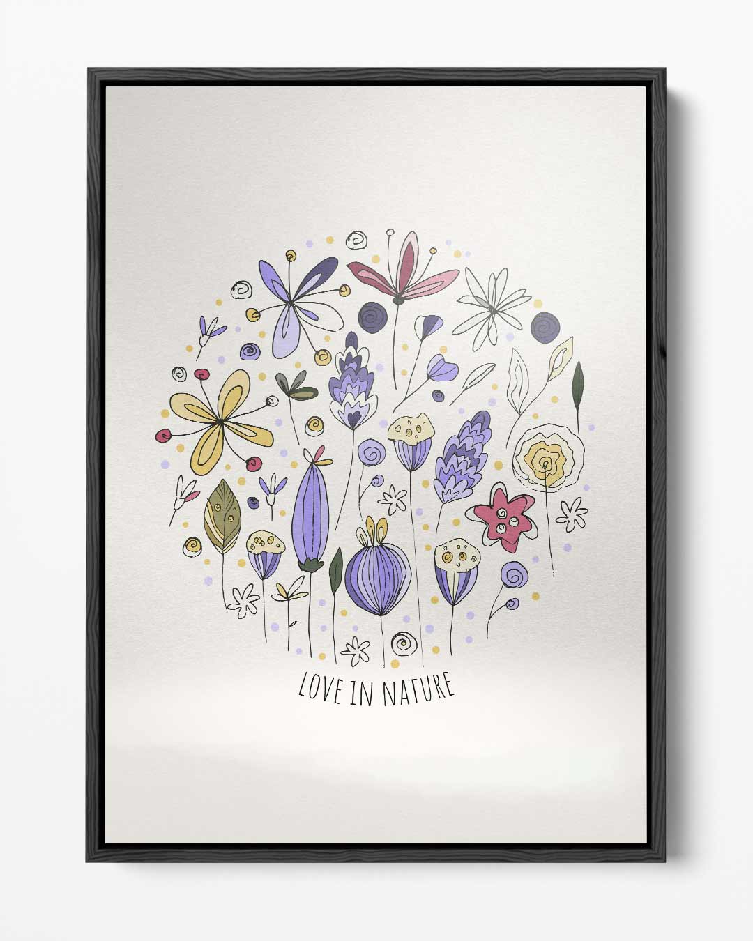 Vrolijke Bloemen Illustratie – portret kunstwerk als wanddecoratie