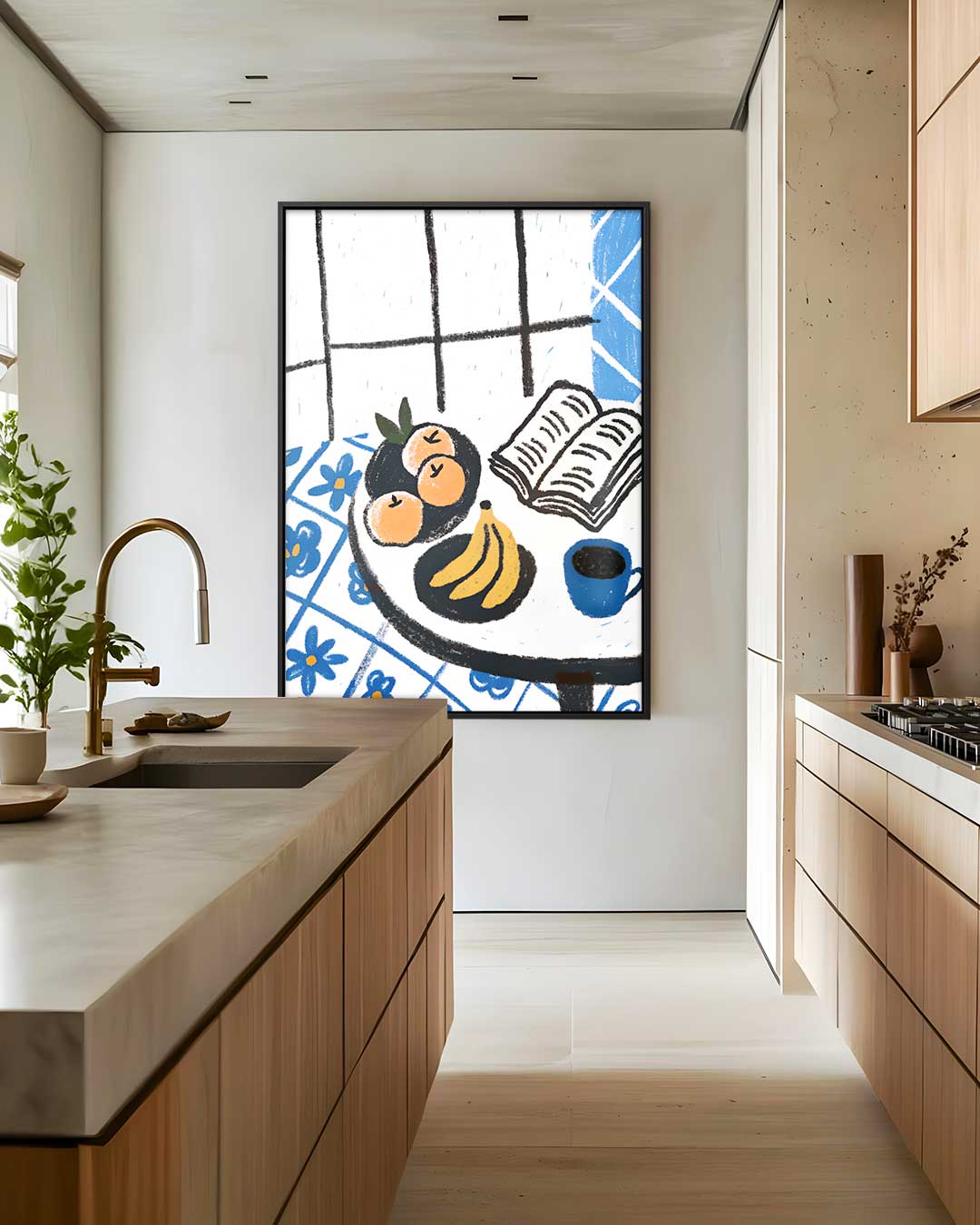 Ontspannen Ontbijt Tafereel – staand kunstwerk voor modern interieur