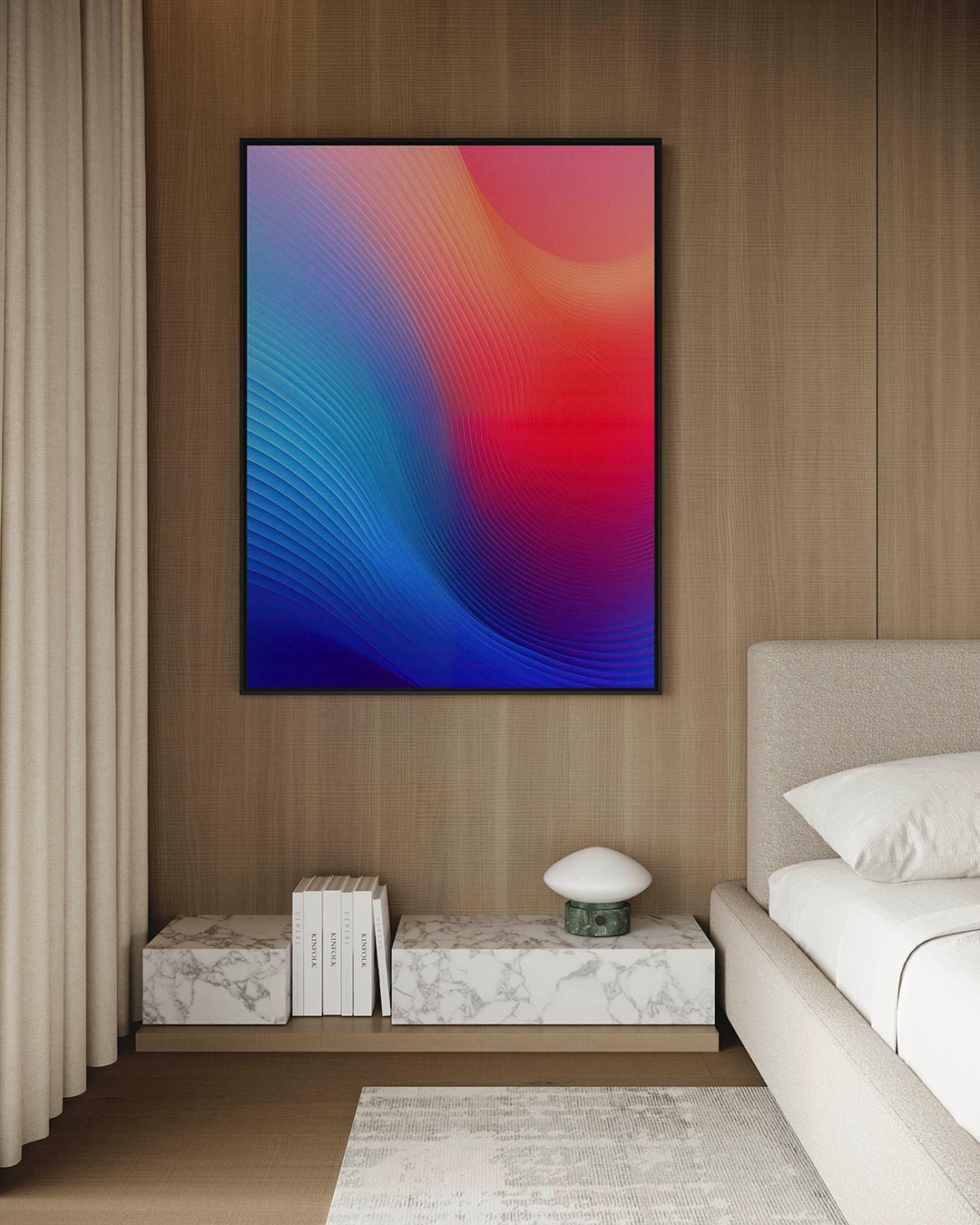 Golvende kleuren – Staande wanddecoratie – kunstwerk op canvas, dibond of plexiglas