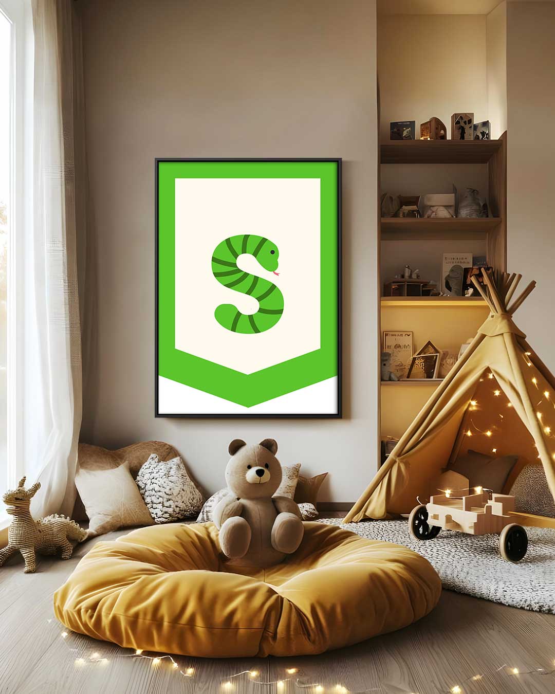 Groene Slangenkunst – staand kunstwerk voor modern interieur