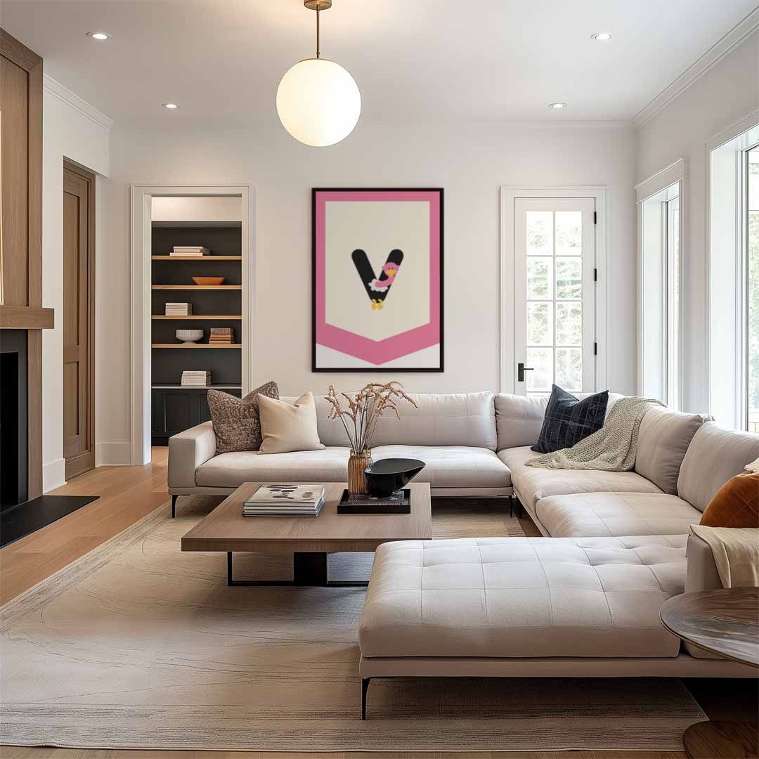 Letterkunst met Struisvogel – modern portret kunstwerk van WallArtistic