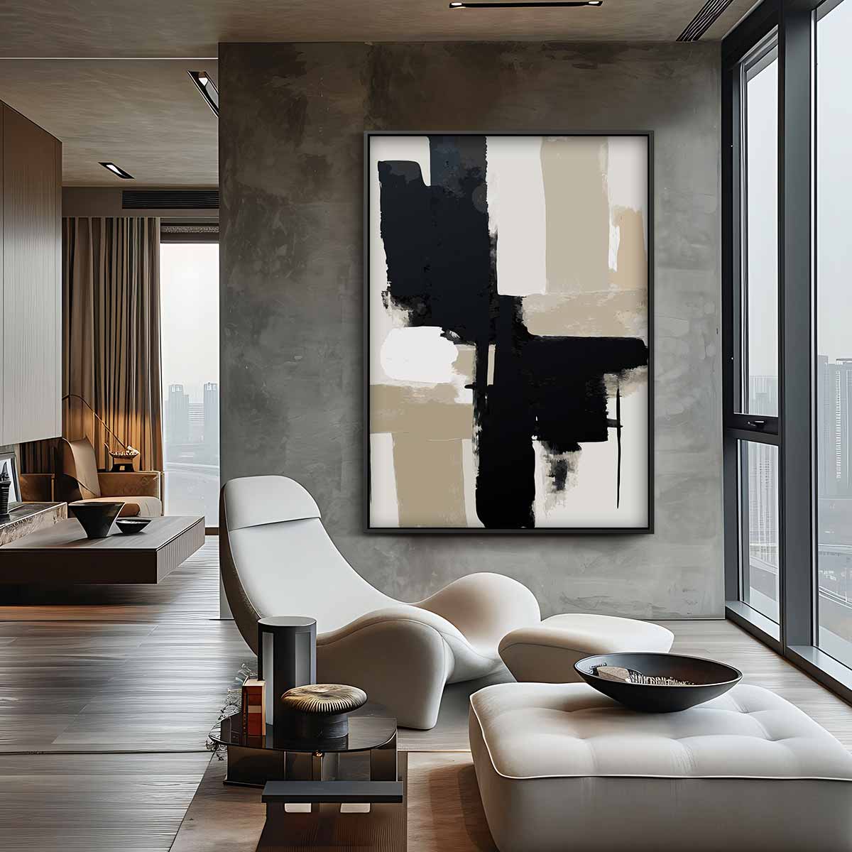 Abstracte Contrasten – canvas wanddecoratie in portret formaat