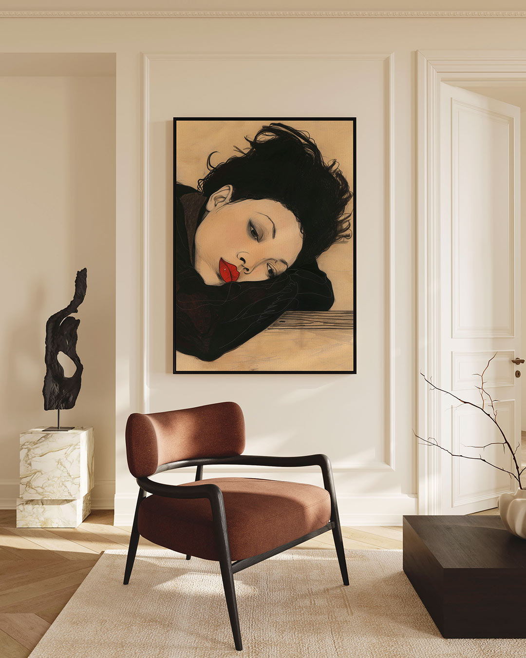 Dromerige vrouw – staand wanddecoratie kunstwerk