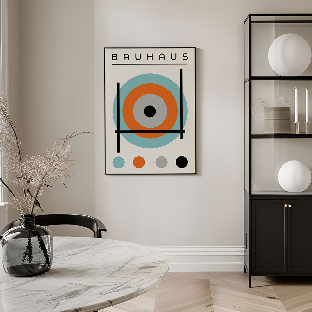 Cirkel en lijnen – geometrische Bauhaus poster in staand formaat