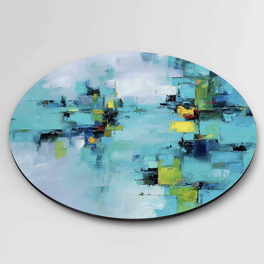 Abstracte blauwe – abstracte wandkunst als muurcirkel van WallArtistic