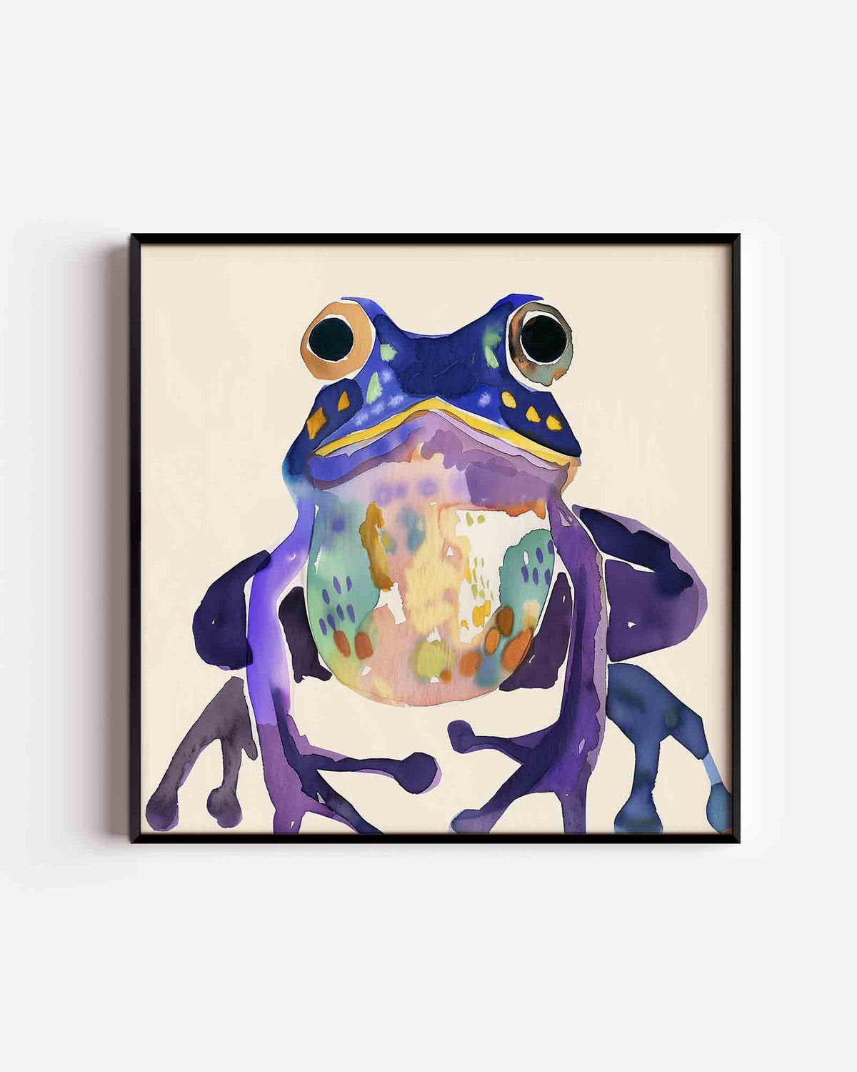 Kleurrijke kikker – vierkante kinderposter als wanddecoratie