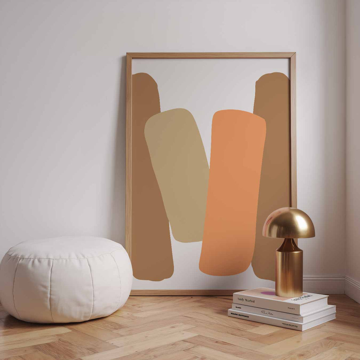 Abstracte Aardetinten – staande kleurrijke abstracte wanddecoratie van WallArtistic