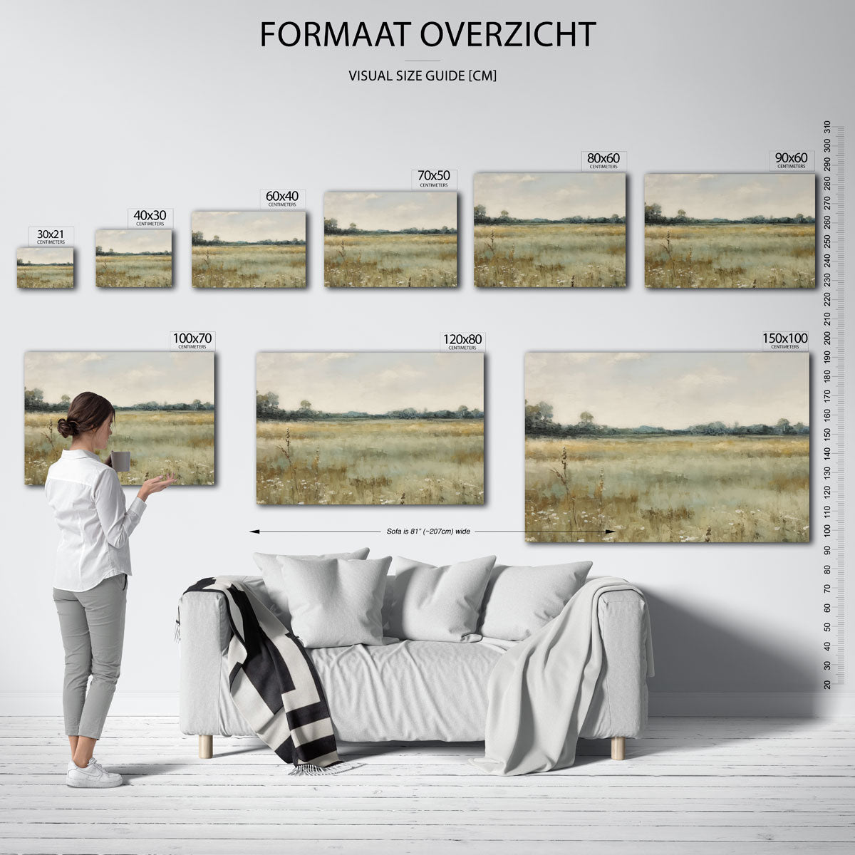 Landschap met veld en bomen – landscape muurposter met eigentijdse illustratie