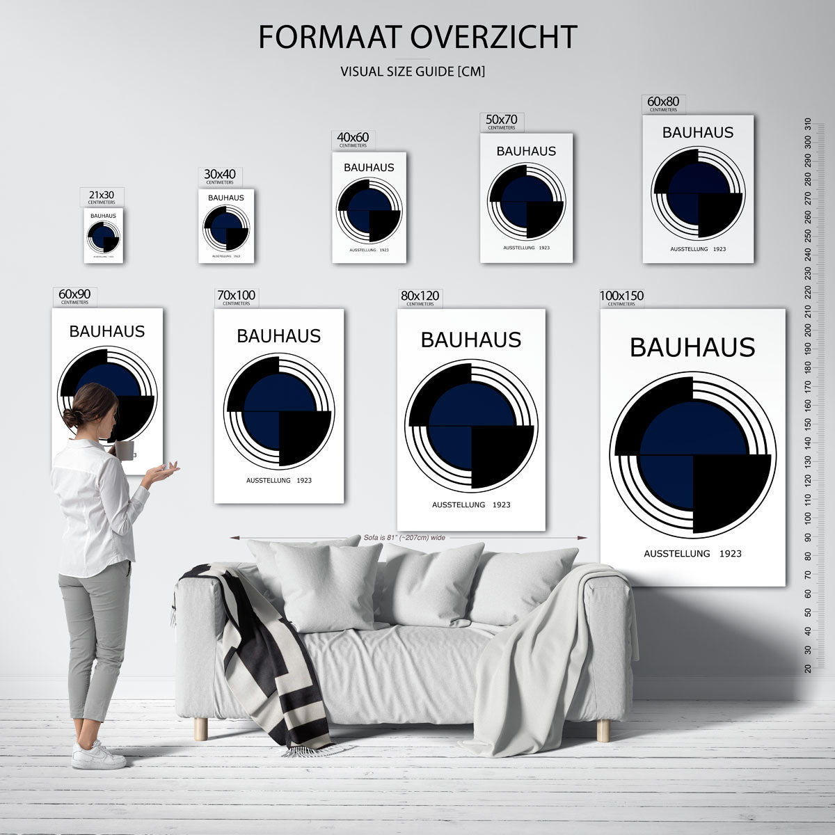 Cirkelstructuur en lijnen – geometrische poster in Bauhaus-stijl van WallArtistic