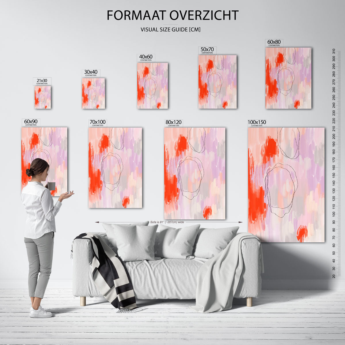 Abstracte vormen – staande muurposter met kleurrijke illustratie