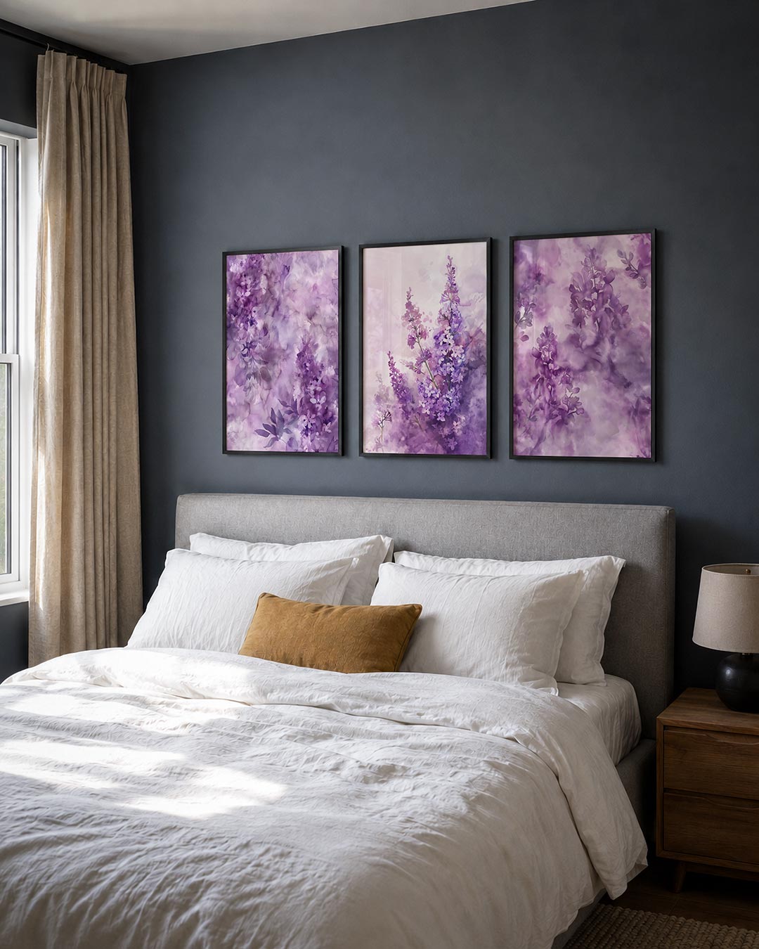 Bloemige vormen posterset – detailweergave – deze posterset in drie delen toont een speelse mix van