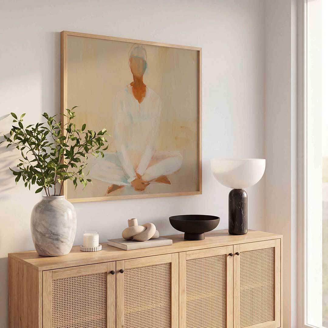 Zittende figuur – kunst en design poster in vierkant formaat
