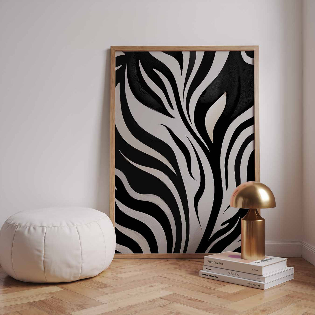 Zebra Strepen Kunstposter – staande kleurrijke abstracte wanddecoratie van WallArtistic