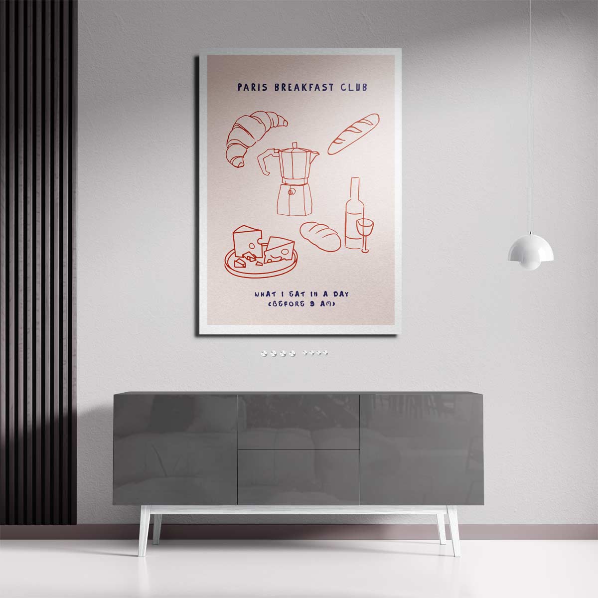 Parijs Ontbijtclub Poster – staande wandkunst voor woonkamer of interieur