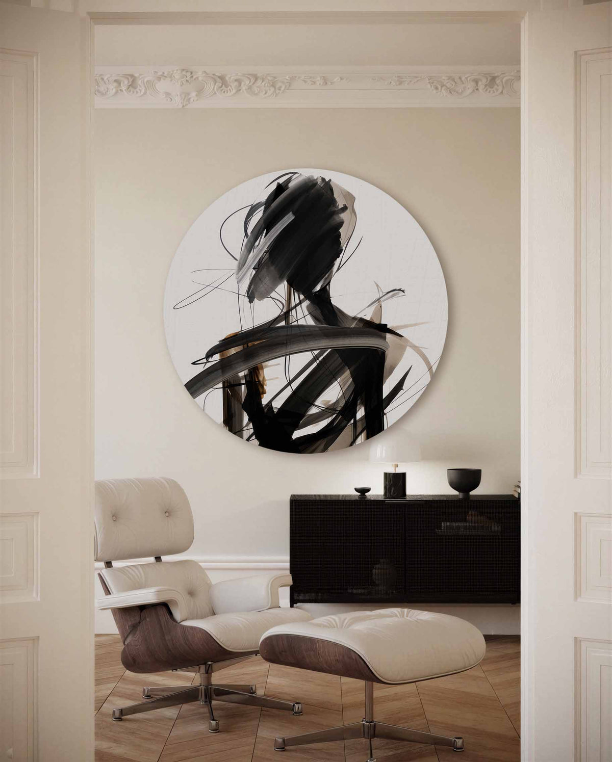 Abstracte figuur – illustratie muurcirkel als ronde muurdecoratie