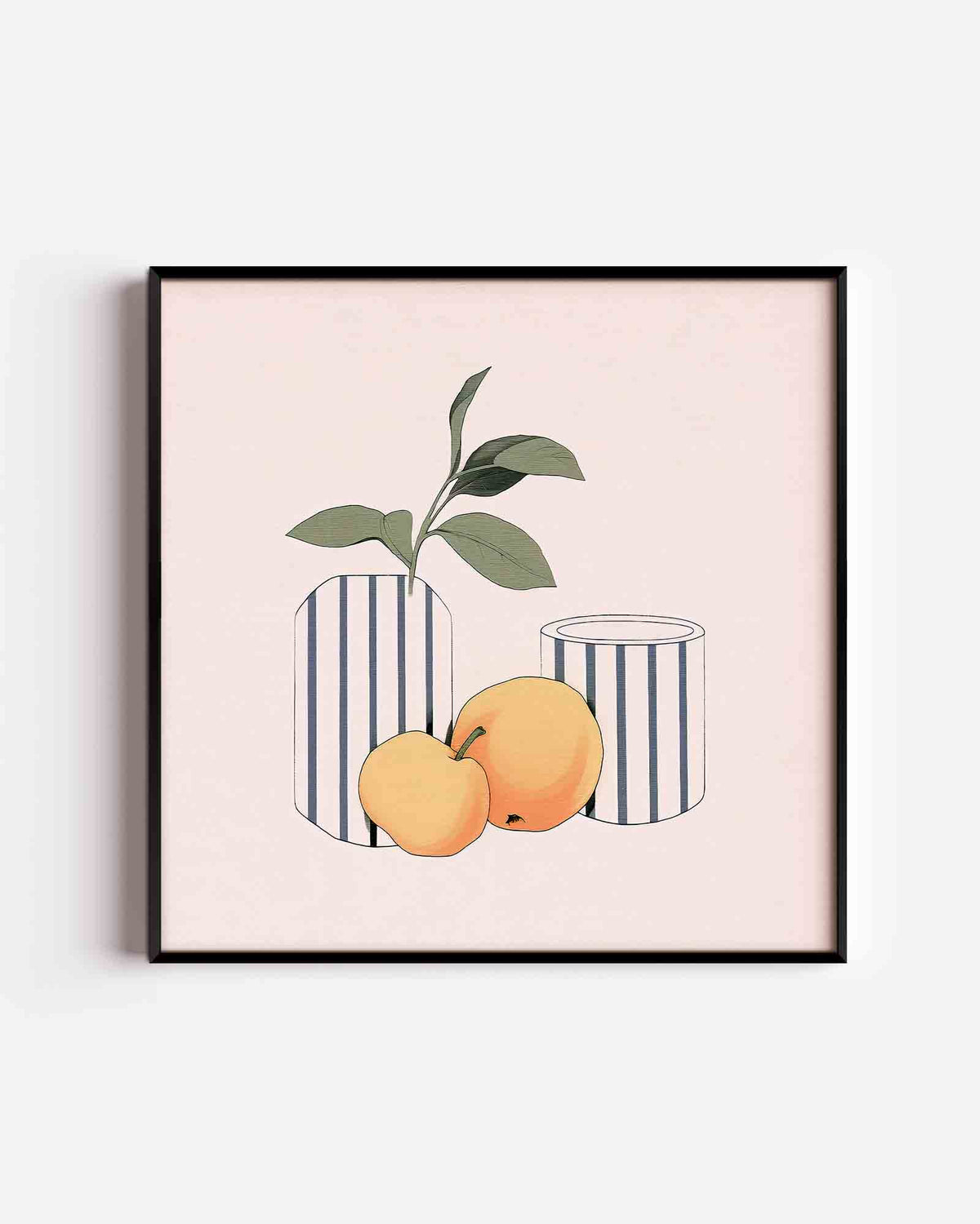 Gestreepte vazen met fruit – keuken vierkante poster als wanddecoratie