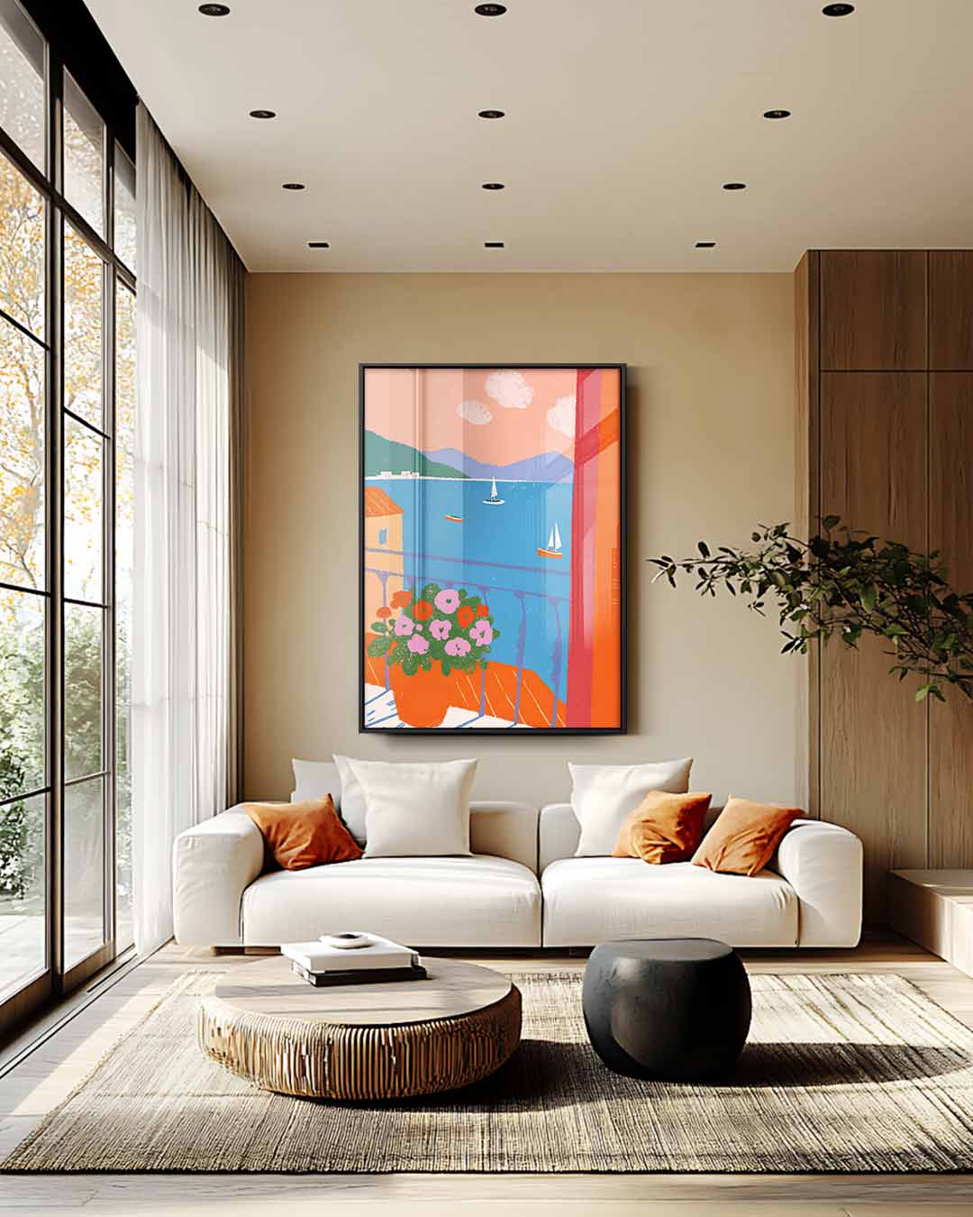 Uitzicht vanaf het Balkon – plexiglas wanddecoratie in portret formaat