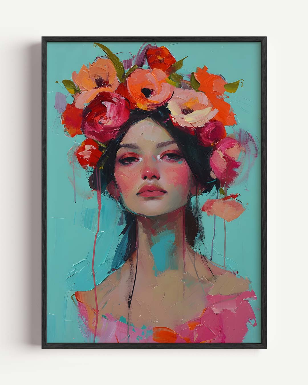Bloemen Prinses Portret – Popart en Streetart portret poster als wanddecoratie