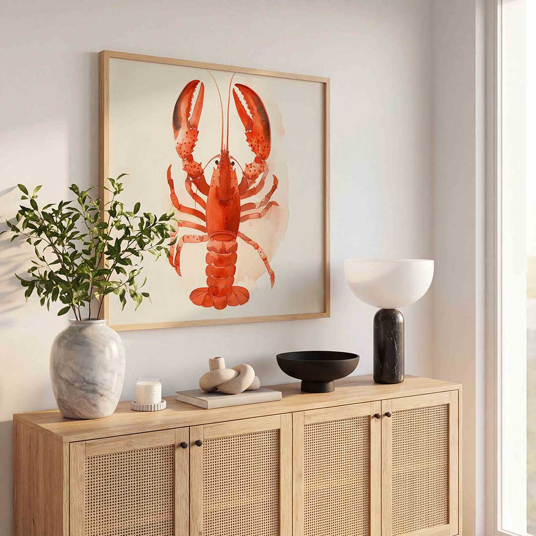Kreeft – kunst en design poster in vierkant formaat