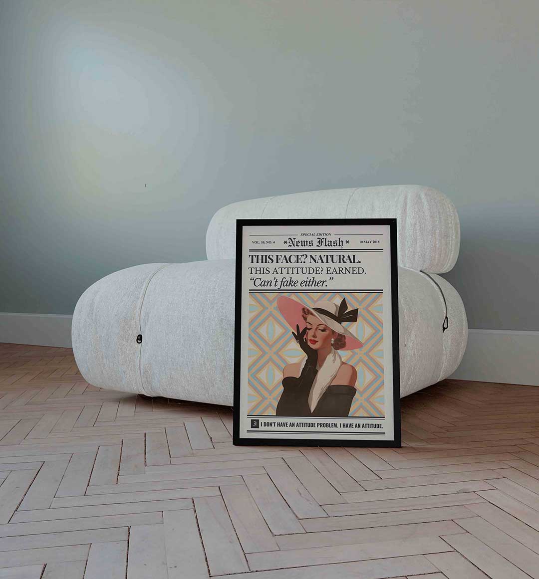 Vrouw met hoed en handschoenen – Pop Art wandkunst als portret poster