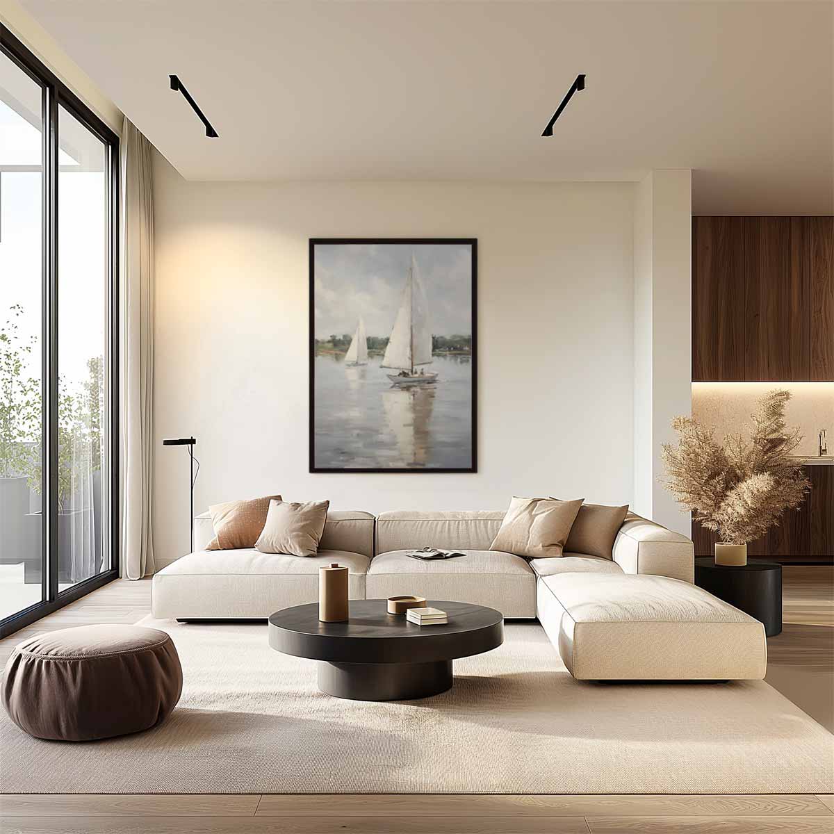 Zeilen op Rustig Water – canvas wanddecoratie in portret formaat