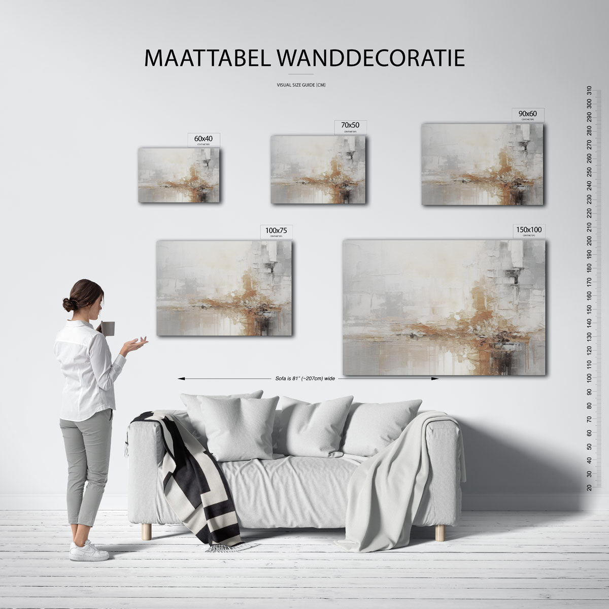 Rustige kleurenexplosie – moderne liggende wandkunst