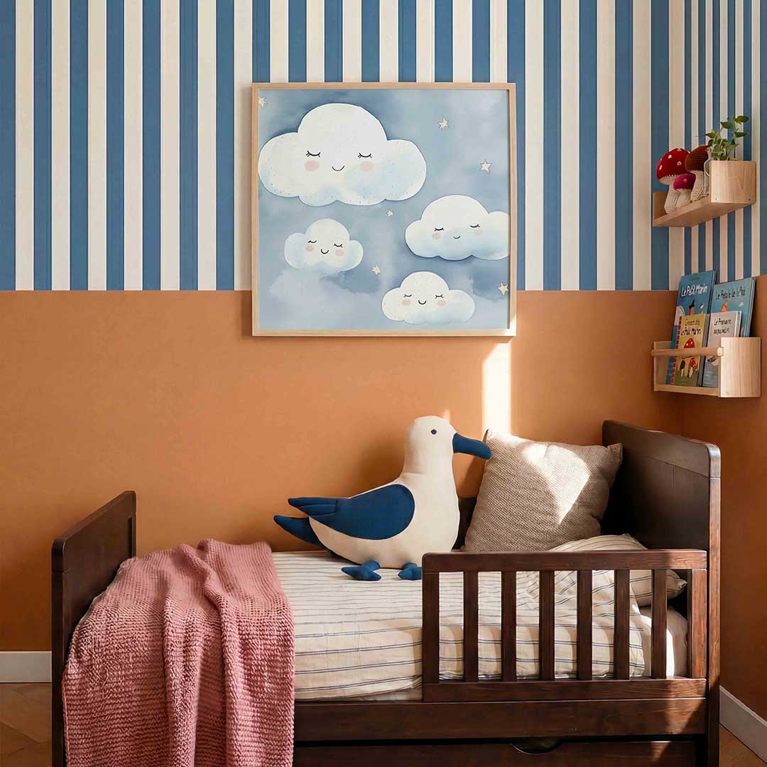 Slapende wolken – kids poster in vierkant formaat