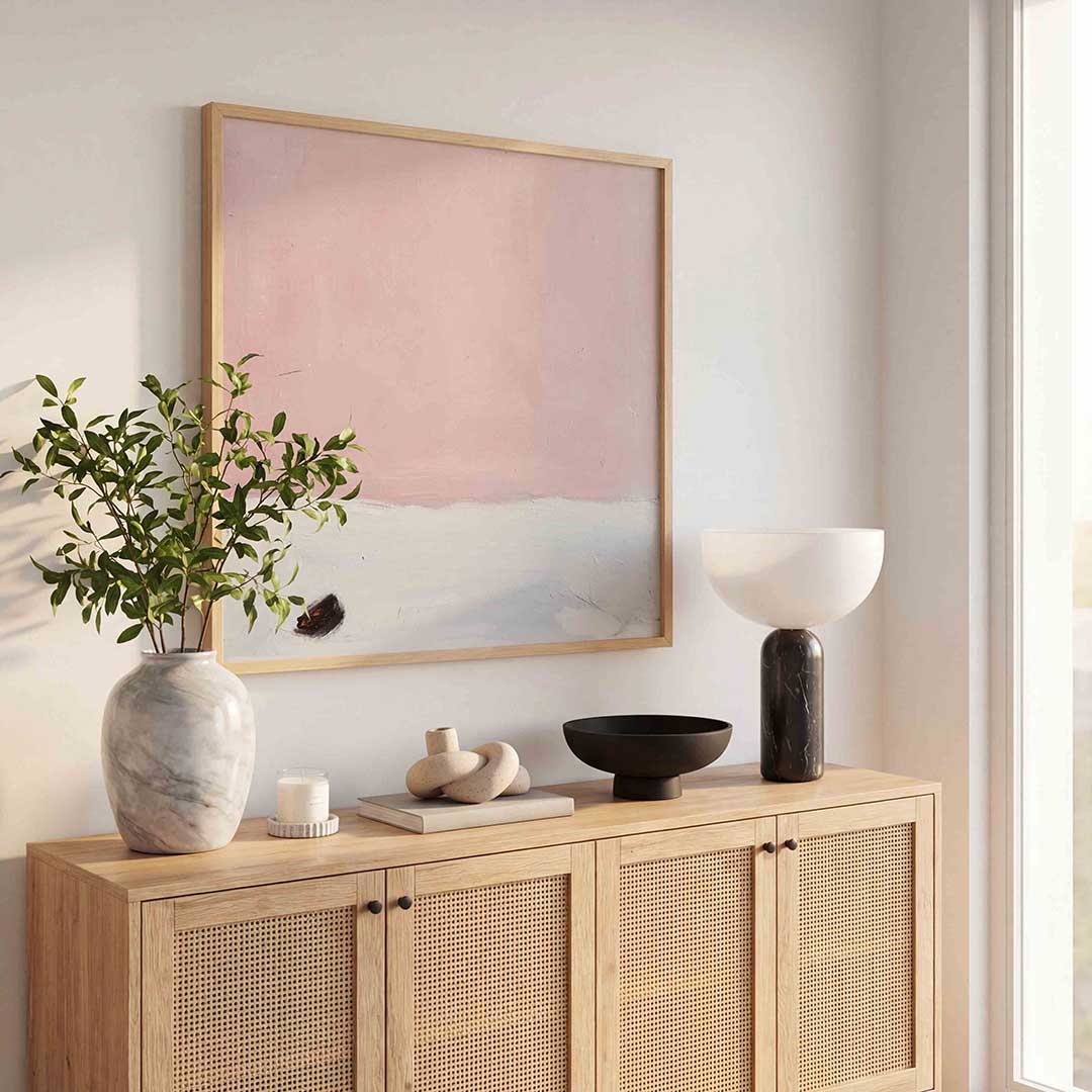 Roze en wit minimalistische – kleurrijke poster in vierkant formaat