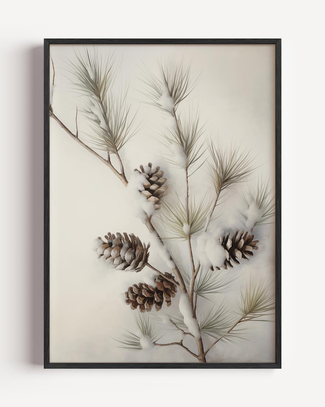 Winterse Dennentakken – kerst portret poster als wanddecoratie