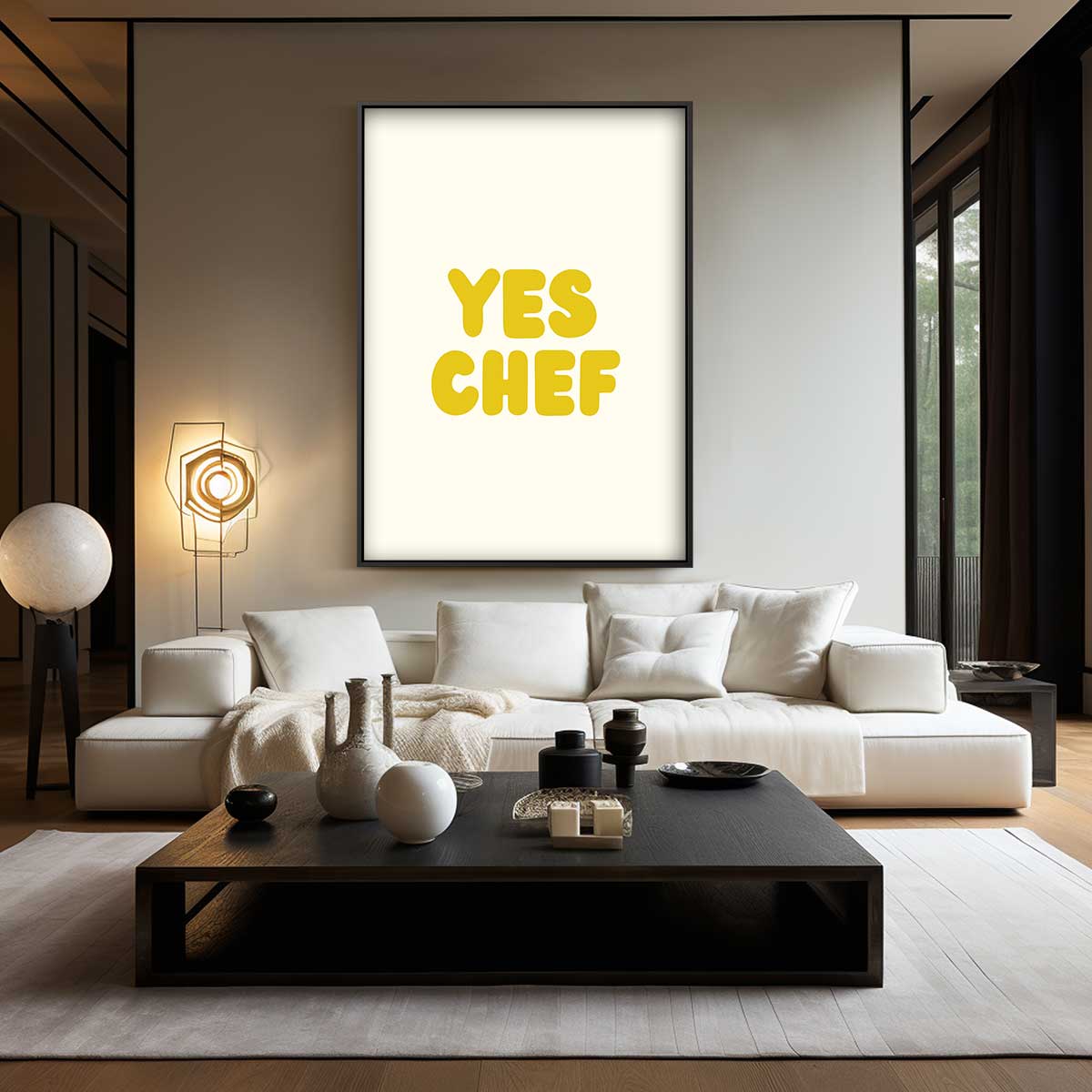 Yes Chef Keukenposter – kunstwerk met zwarte baklijst