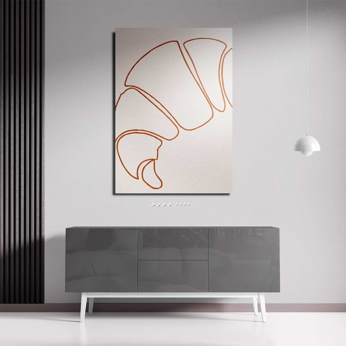 Simpele Croissant Sketch – staande wandkunst voor woonkamer of interieur