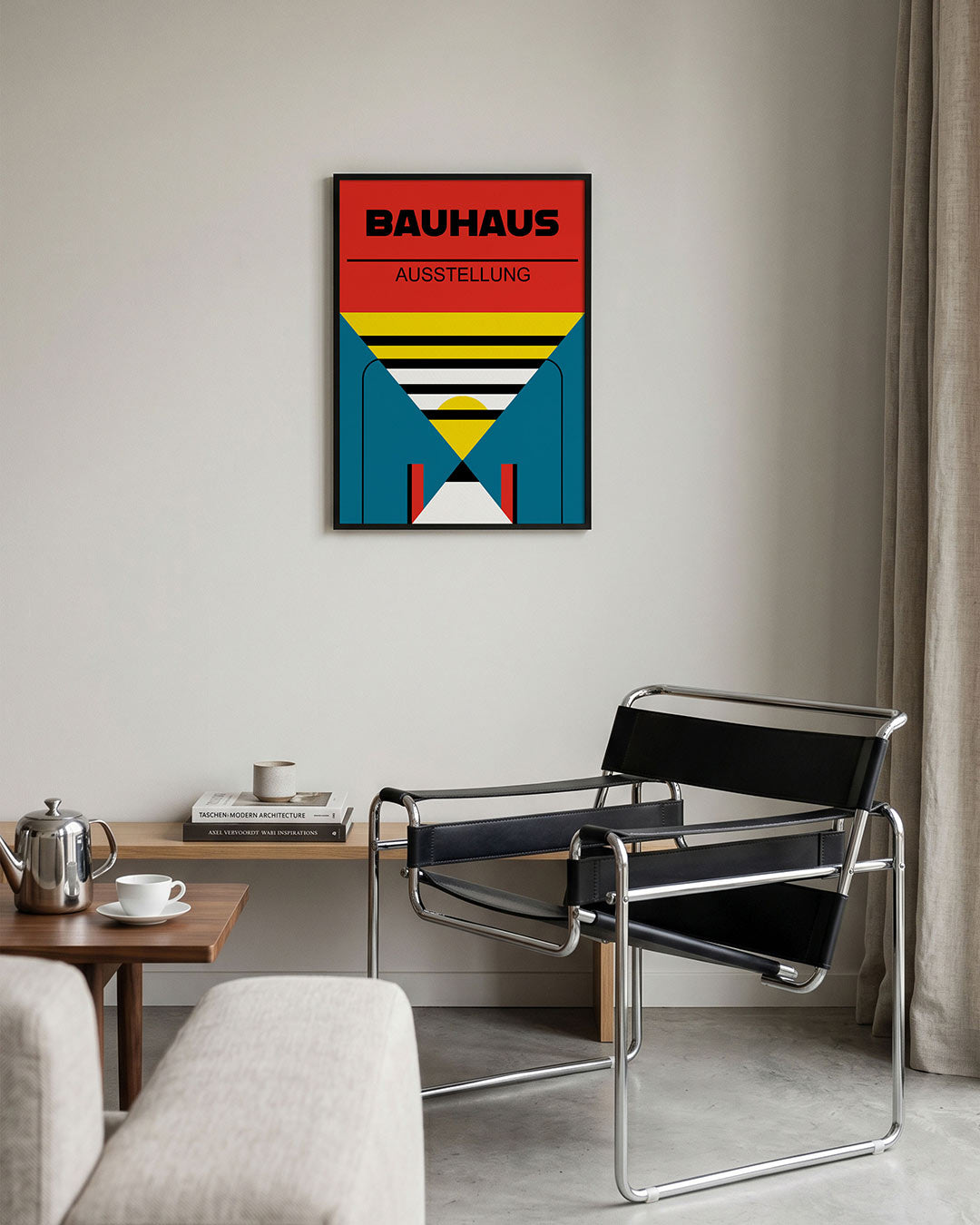 Kleurvlakken en lijnen – geometrische Bauhaus poster in staand formaat