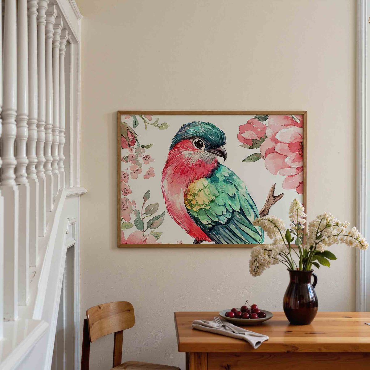 Vogel en bloemen – dieren poster in liggend formaat