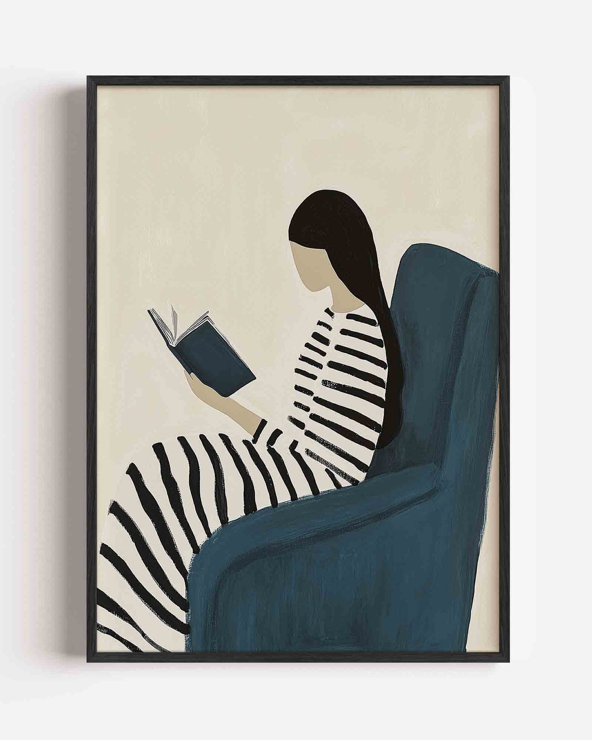Lezende vrouw – hedendaagse illustratie portret poster als wanddecoratie