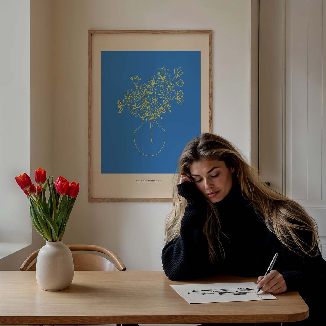 Moderne Bloemenlijn – bloemen poster in staand formaat