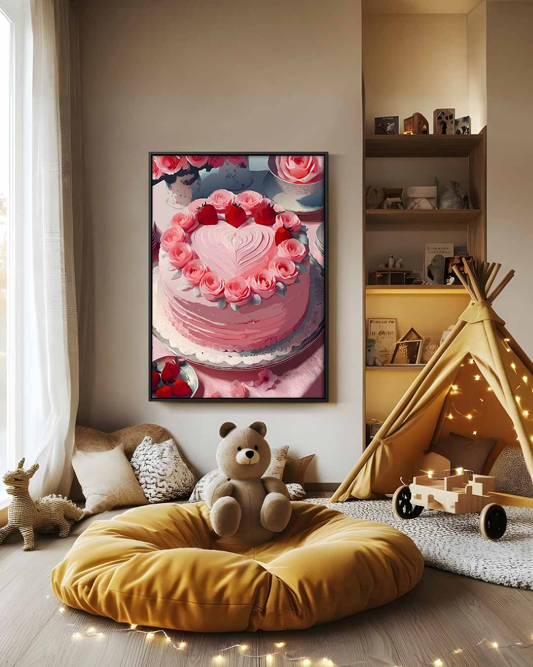 Romantische Rozen Taart – modern portret kunstwerk van WallArtistic