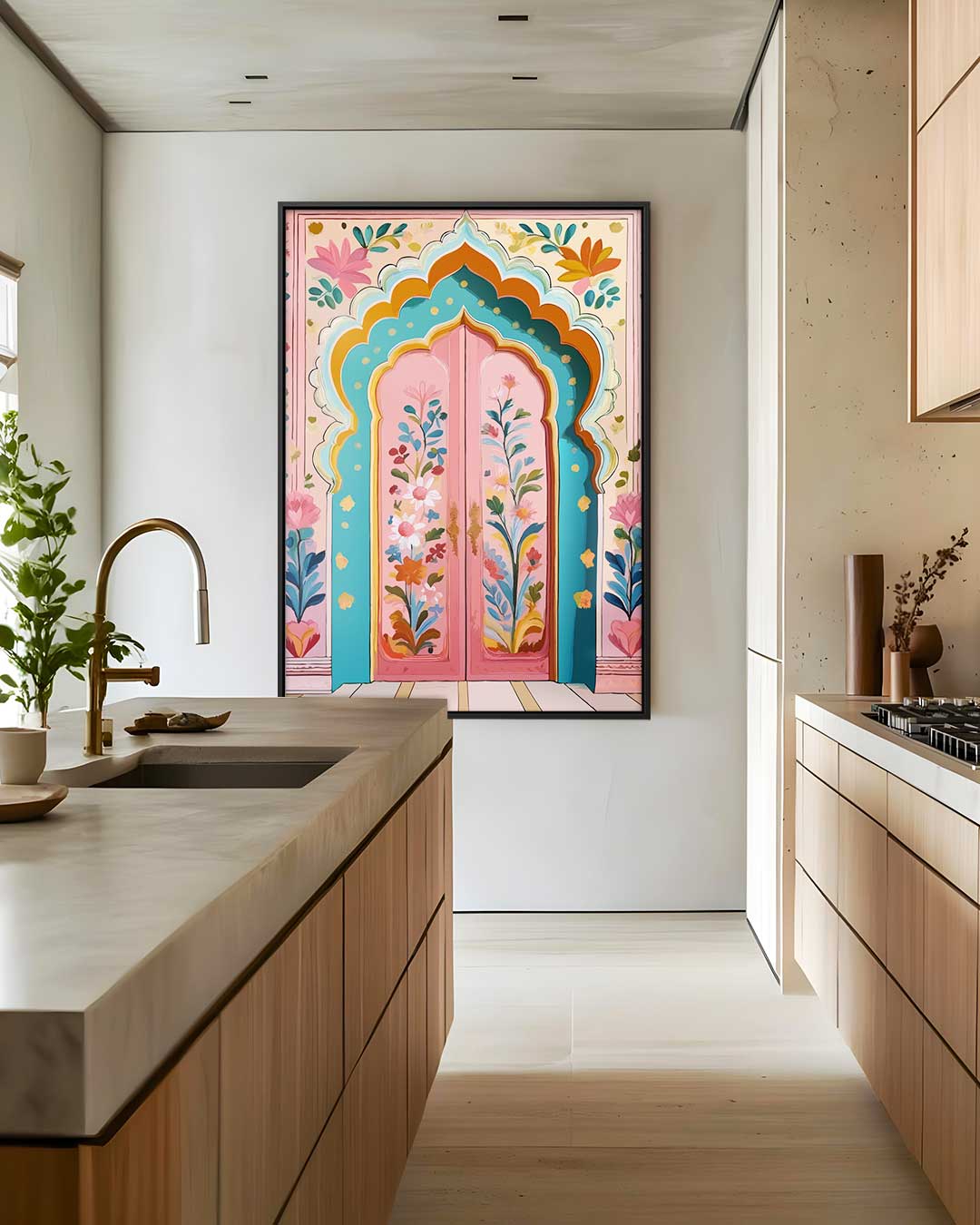 Kleurrijke Bloemenpoort – modern portret kunstwerk van WallArtistic