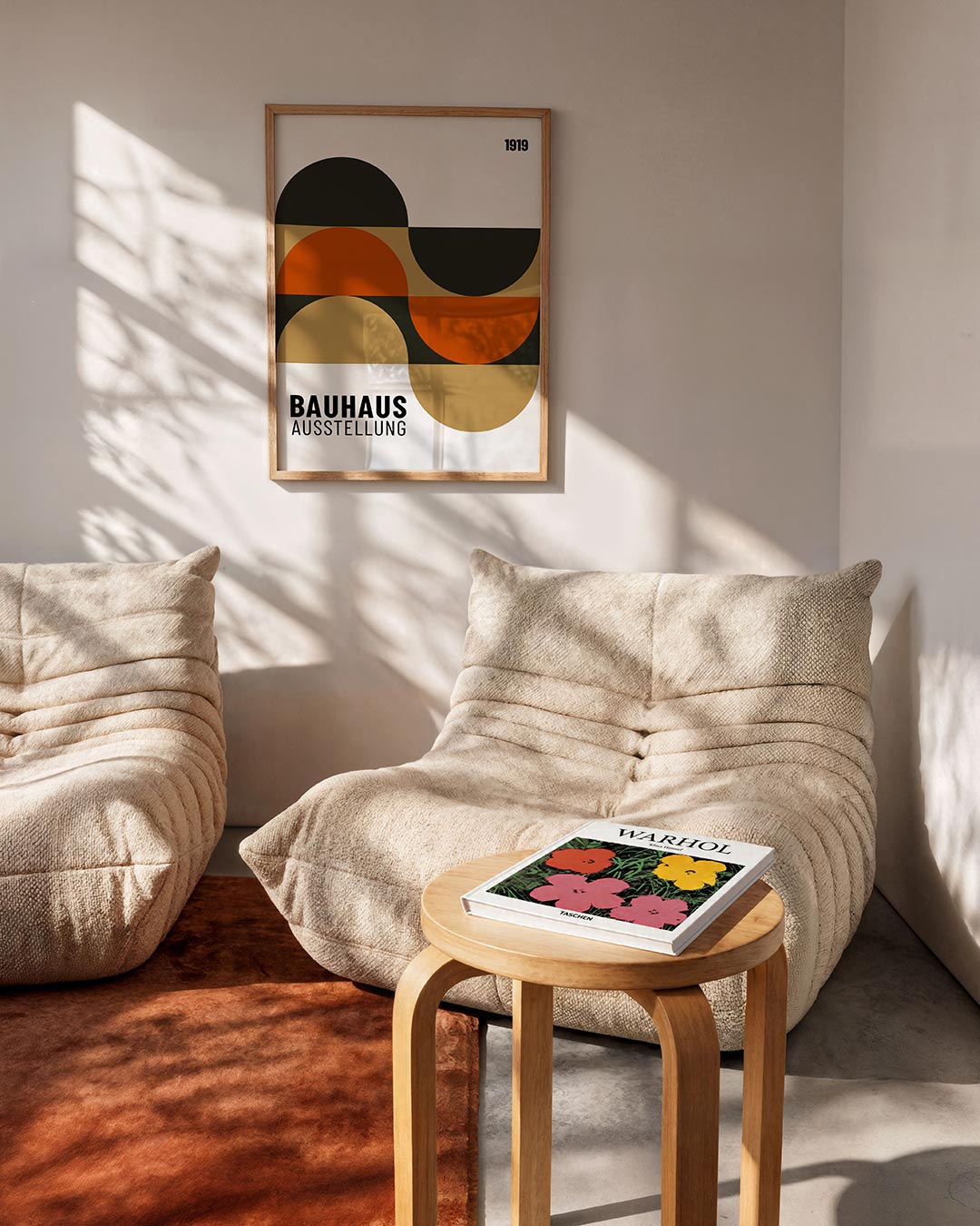 Halve cirkel ritme – geometrische Bauhaus poster in staand formaat