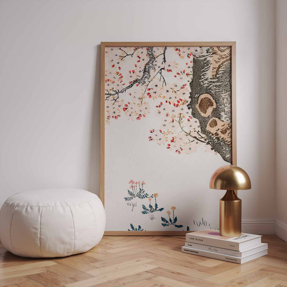 Bloesemkunst voor een serene sfeer – speelse wandkunst als portret kinderposter