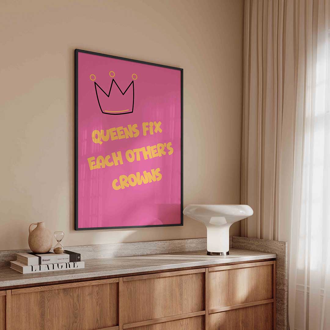 Kroon en tekst – kleurrijke Pop Art poster in staand formaat